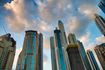 Fototapeta na wymiar Majestic modern buildings of Dubai Marina. United Arab Emirates, UAE