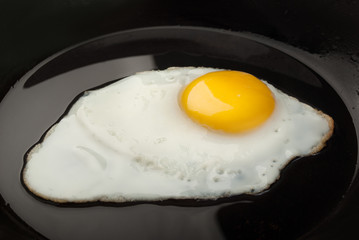 fried egg in a frying pan