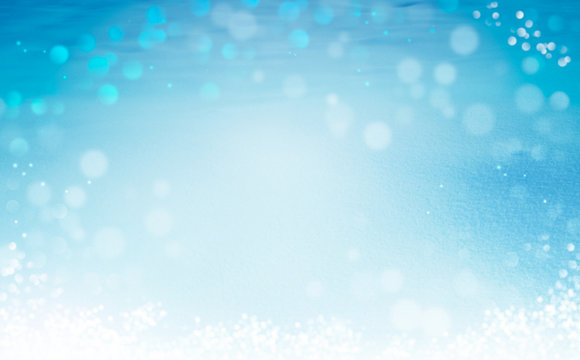abstract winter blue background with snow, christmas composition