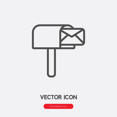 Mailbox icon vector. Linear style sign for mobile concept and web design. Letterbox symbol illustration. Pixel vector graphics - Vector.