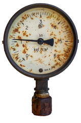 Isolate of an old Soviet rusty gas manometer.