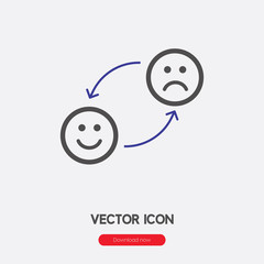 Changing emotions icon vector. Linear style sign for mobile concept and web design. Changing mood symbol illustration. Pixel vector graphics - Vector.
