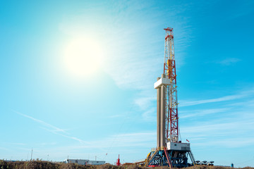 Oil and Gas Drilling Rig. Oil drilling rig operation on the oil platform in oil and gas industry.