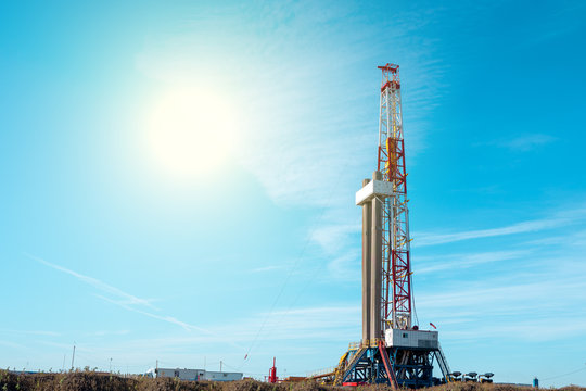 Oil and Gas Drilling Rig. Oil drilling rig operation on the oil platform in oil and gas industry.