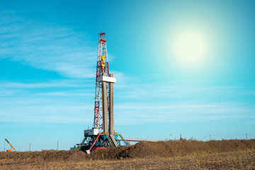 Oil and Gas Drilling Rig. Oil drilling rig operation on the oil platform in oil and gas industry.