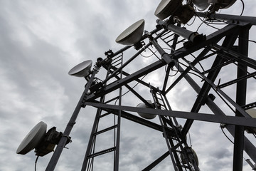 Internet, communications and network concept with pictures of data transfer by optical fibre...