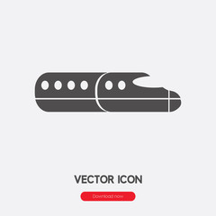 High speed train icon vector.  Linear style sign for mobile concept and web design. Train symbol illustration. Pixel vector graphics - Vector.