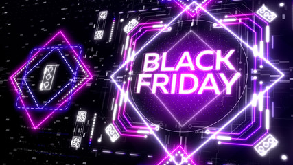 Black friday neon background. November sale banner illustration