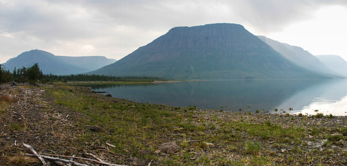 Panorama of lake Lama on the Putorana plateau.
