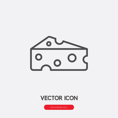 Cheese icon vector. Linear style sign for mobile concept and web design. Cheese symbol illustration. Pixel vector graphics - Vector.