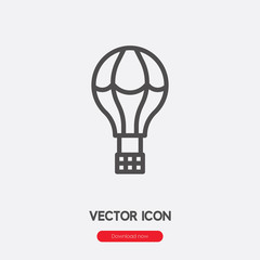 Hot air balloon icon vector. Linear style sign for mobile concept and web design. Air balloon symbol illustration. Pixel vector graphics - Vector.
