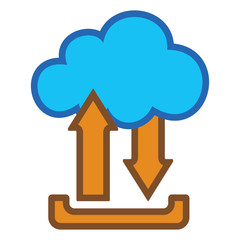 Cloud upload download  flat icon sign logo