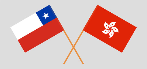Hong Kong and Chile. Hongkong and Chilean flags
