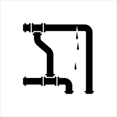 Broken Pipe Icon, Leakage In Pipe