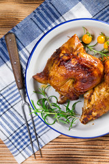 Chicken quarters baked.