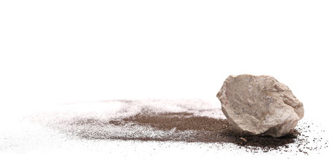  Decorative rock with soil isolated on white background