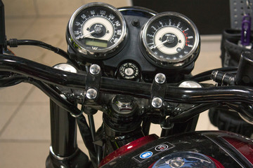 closeup view of a speedometer of a motor bike 