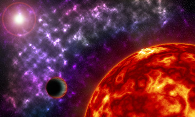 Obraz na płótnie Canvas Space Nebula and Sun Background