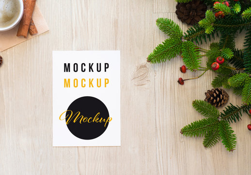 Card Mockup in a Holiday Scene