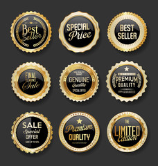 Black and gold badges illustration super sale collection