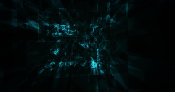 Triangonal science plexus abstract background with particle creates by noise and grainy effector and line connection between points, symmetry geometric pattern top view rotation, vertical tilting.