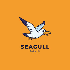 Seagull cartoon vector logo illustration