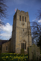 Fototapeta na wymiar Church tower with St George