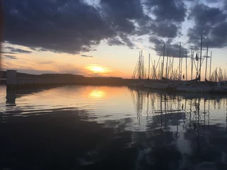 Tableau sur aluminium Paysages Port lac de Madine  © Estelle R