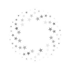 Spiral frame of silver stars on white background. Vector