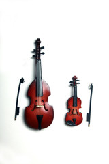 Fototapeta na wymiar violin and bass-viol isolated on white background