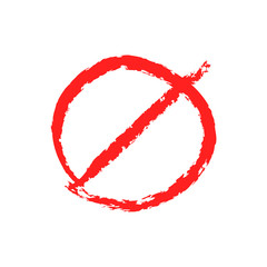 Prohibited doodle icon. Prohibition hand drawn sign.
