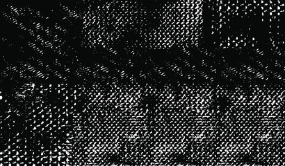 Worn down wallpaper pattern design. Broken plaster and grunge damask effect. Distressed overlay texture design. Vector illustration. Eps10.