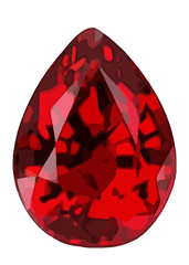 Ruby red egg Shaped jewel on white background