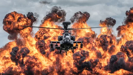 Selbstklebende Fototapeten Attack helicopter explosive demonstration © Stephen