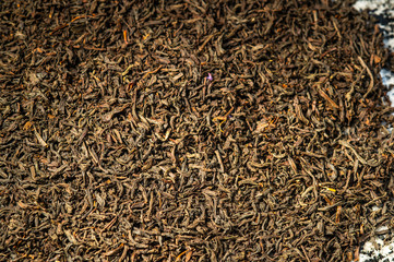 black tea on a granite table in the kitchen