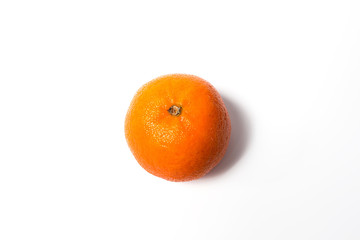 Top view of a mandarin orange on a clean white background.
