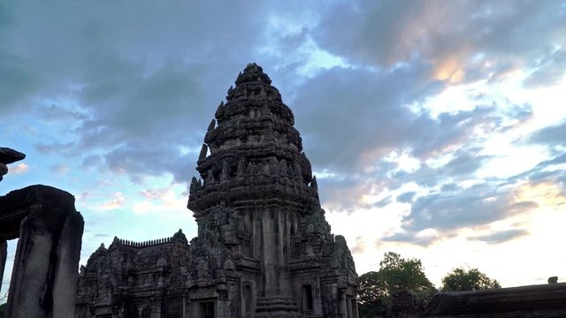 The beautiful stone castle in Phimai historical park. Prasat Hin Phimai ancient Khmer Temple in Nakhon Ratchasima Thailand. .Phimai stone castle built from laterite stone in Angkorian period arts