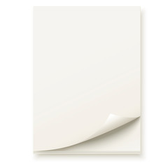 Clean stack of paper sheets over white