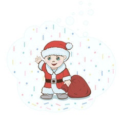 Happy boy over white.