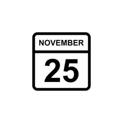 calendar - November 25 icon illustration isolated vector sign symbol