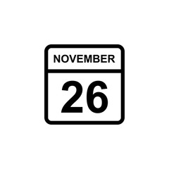 calendar - November 26 icon illustration isolated vector sign symbol