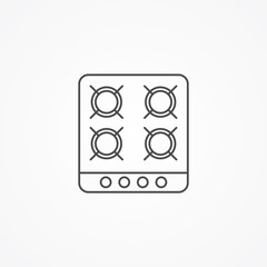 Gas stove vector icon sign symbol