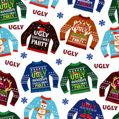 Ugly christmas sweater seamless pattern	