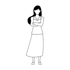 avatar businesswoman standing icon, flat design