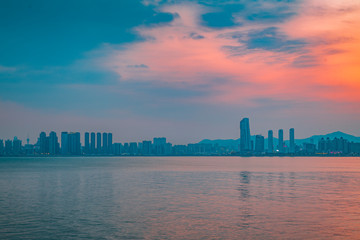 City view of couple's South Road in Zhuhai, Guangdong Province, China