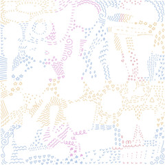 Vector seamless abstract background, freehand doodles pattern with stylized and simple musical instruments shapes.