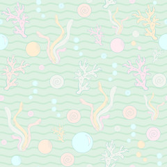Seamless pattern with seaweed.Vector illustration.