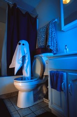 Spooky Halloween Ghost Toilet - obrazy, fototapety, plakaty