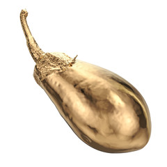Golden eggplant, 3d rendering