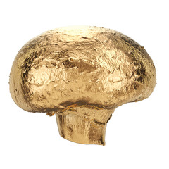 Golden mushroom, 3d rendering